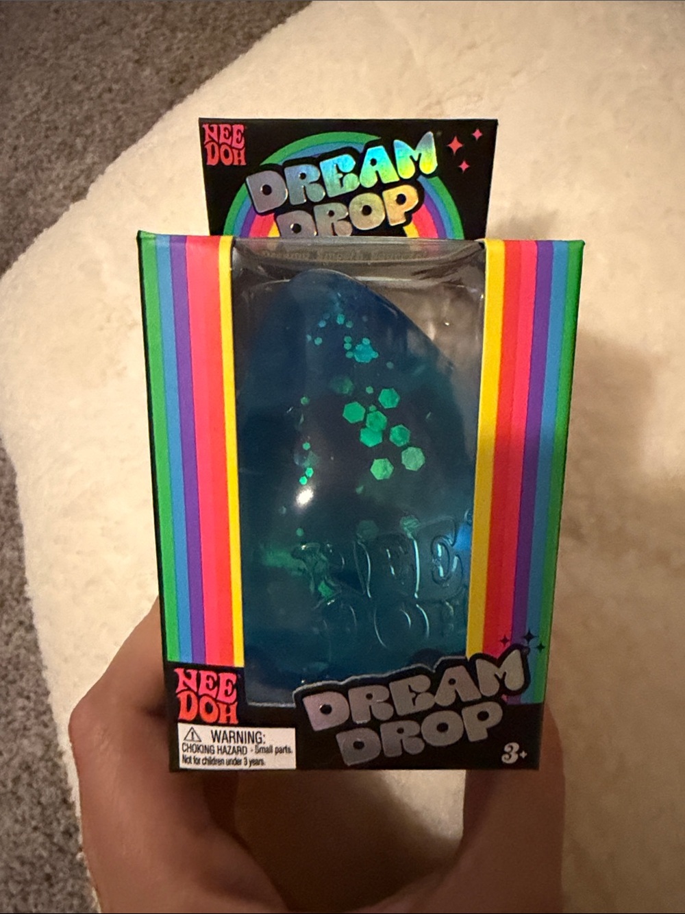 NeeDoh Dream Drop Glitter Blue Stress Toy NWT